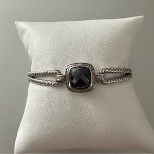 David Yurman SS double cable bracelet with onyx and diamonds